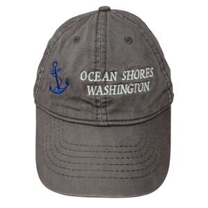 Ocean Shores Washington Strapback Hat Gray OSFA Embroidered Jacobson